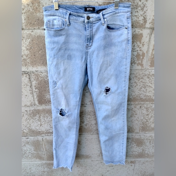 Buffalo David Bitton Jess Rip & Repair Mid-Rise Skinny Embroidered Rainbow Pockt - Picture 3 of 15